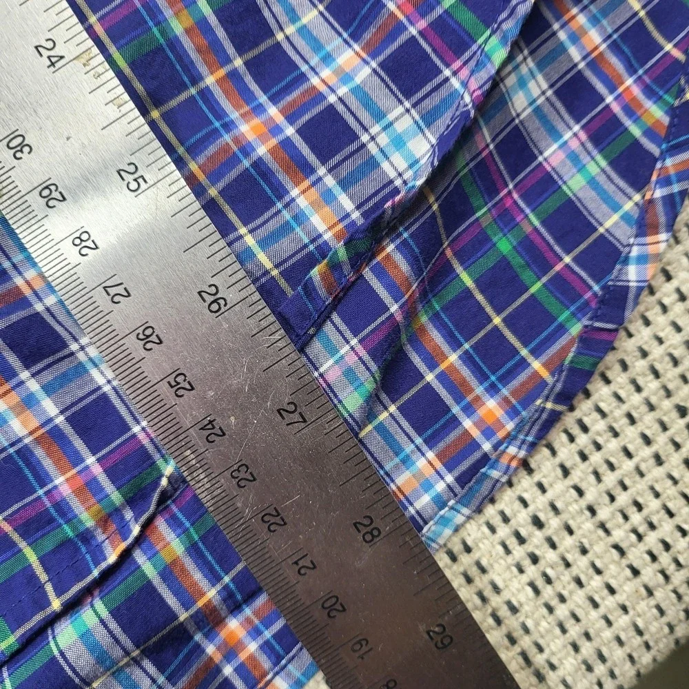 Ralph Lauren Shirt Boys XL 18-20 Blue Plaid Short Sleeve‎ Button Front Pony Logo